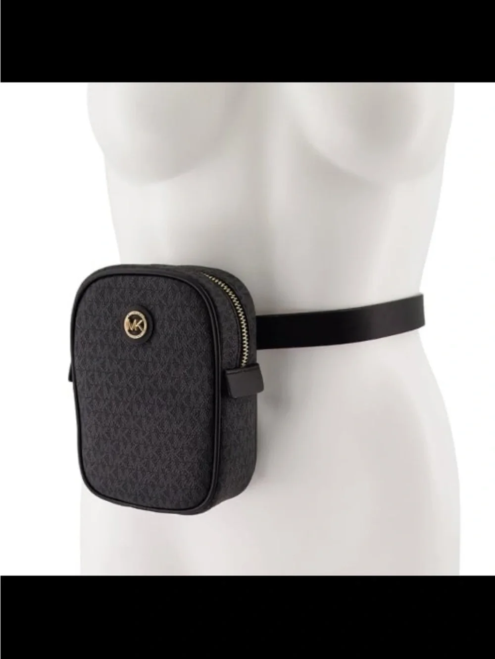 NWT Michael Kors women’s logo belt bag black gold size S/M